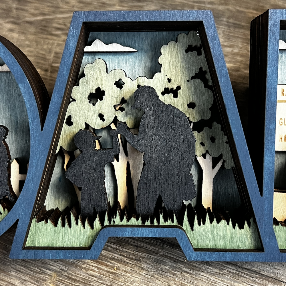 PRE-ORDER - "DAD" 3D Layered Wood Art - Baseball Shelf Decor