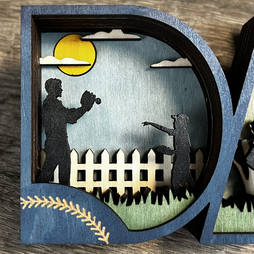 PRE-ORDER - "DAD" 3D Layered Wood Art - Baseball Shelf Decor