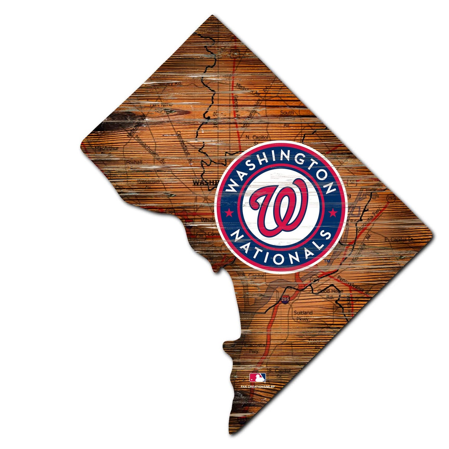 Washington Nationals Distressed State With Logo Sign