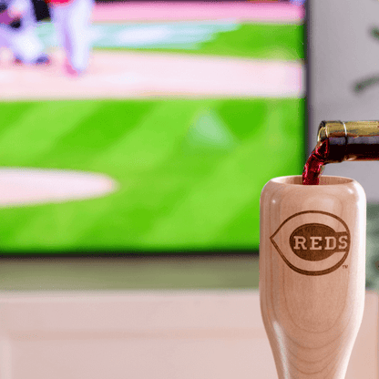 baseball bat wine glass Cincinnati Reds game day pour