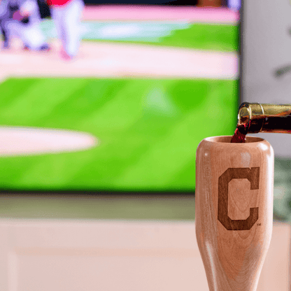 baseball bat wine glass Cleveland Indians game day pour